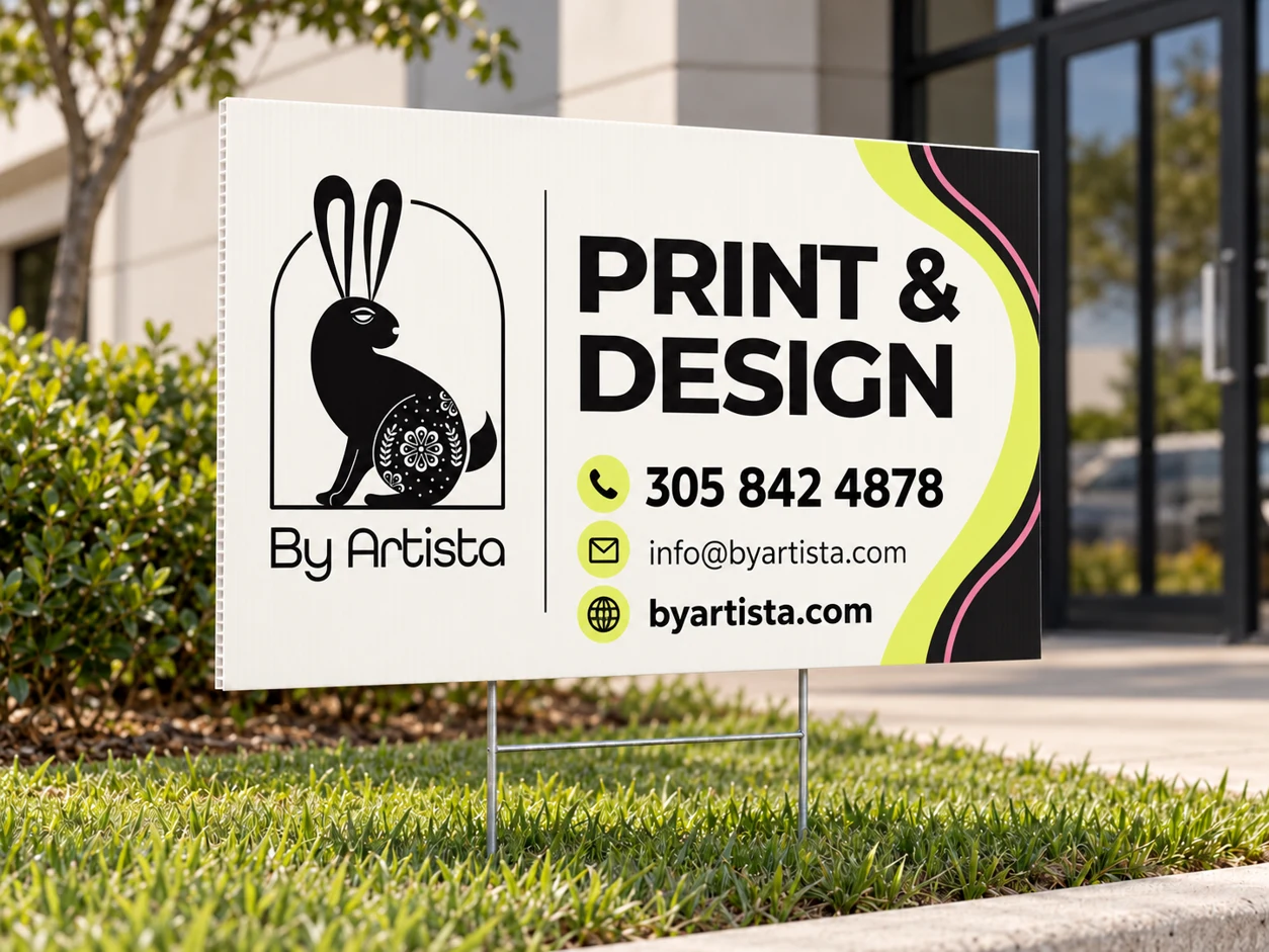 Yard signs · illustrative mockup